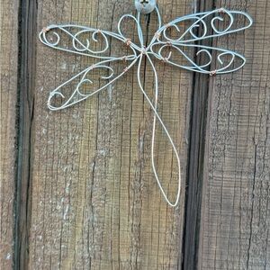 Hand Crafted Wire Dragonfly Wall Art - Silver and Copper